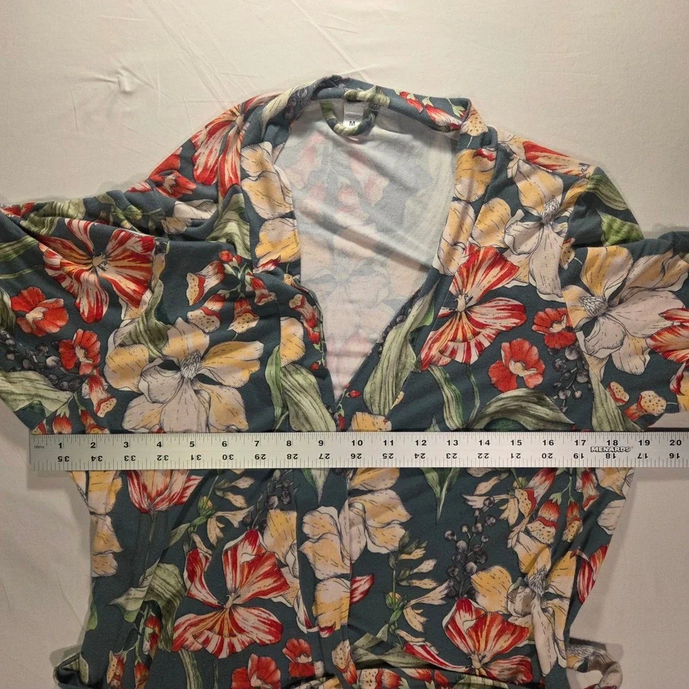 Milkmaid Goods Women's Floral Print Robe Size M Green Multi - Picture 8 of 11